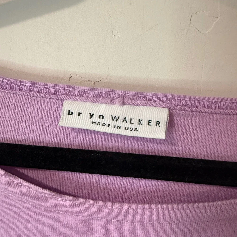 Bryn Walker Purple Cotton Long Sleeve Scoop Neck Boxy Top XL Natural Fiber - Picture 3 of 9